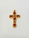 Ruby cross pendantGold-tone cross necklaceElegant religious jewelryLuxury ruby pendantPavé crystal cross designStatement faith jewelryRed gemstone cross necklaceSophisticated gold pendantWomen’s cross jewelryRegal ruby and gold crossSpecial occasion cross pendantDesigner-inspired cross necklaceVibrant red gemstone pendantTimeless religious accessoryUnique faith-inspired jewelry